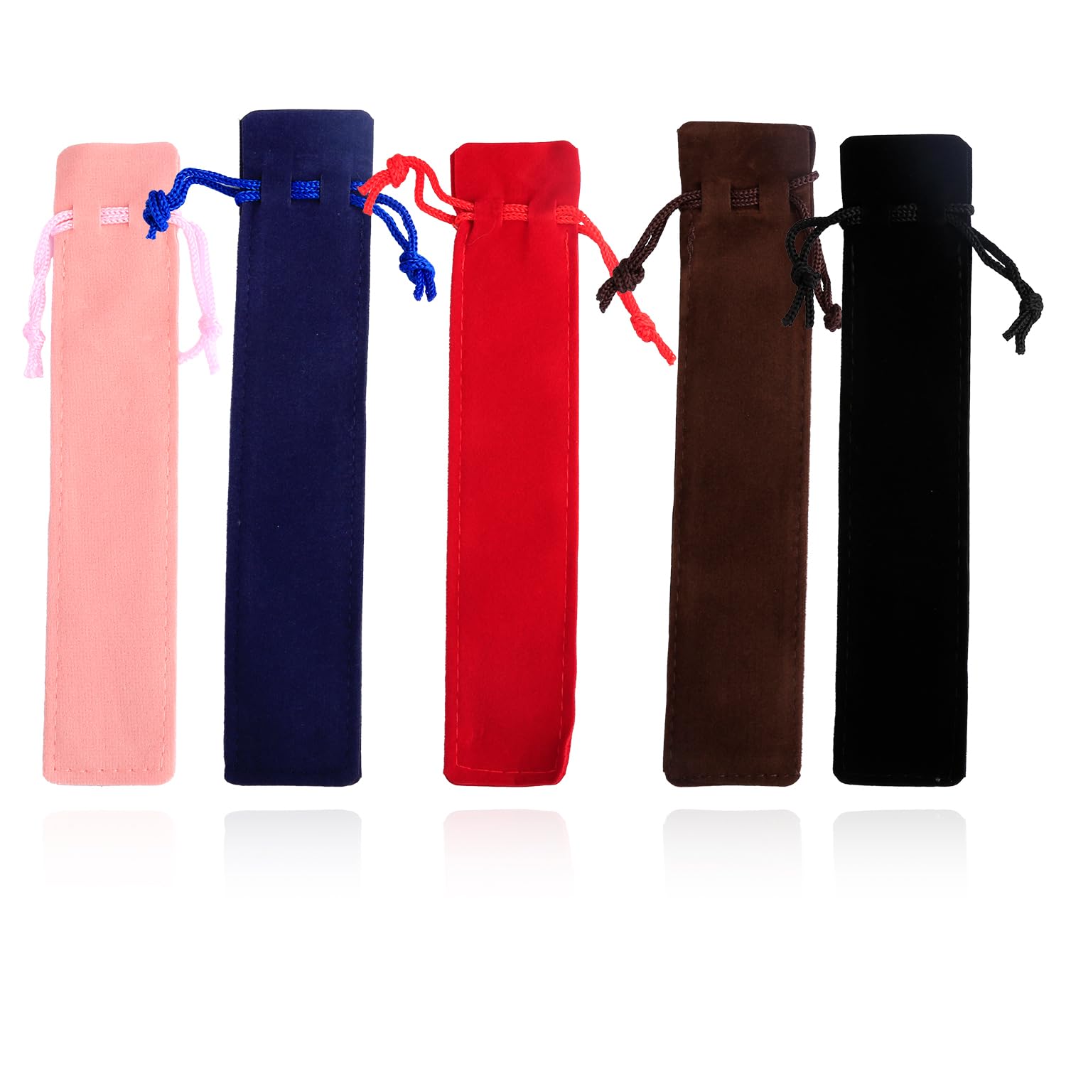 Hopzab Velvet Drawstring Pen Pouches, 25 Pcs Individual Pen Cases, Soft Touch, Portable Storage for Pens and Pencils, Assorted Colours, 3.5x17.5cm