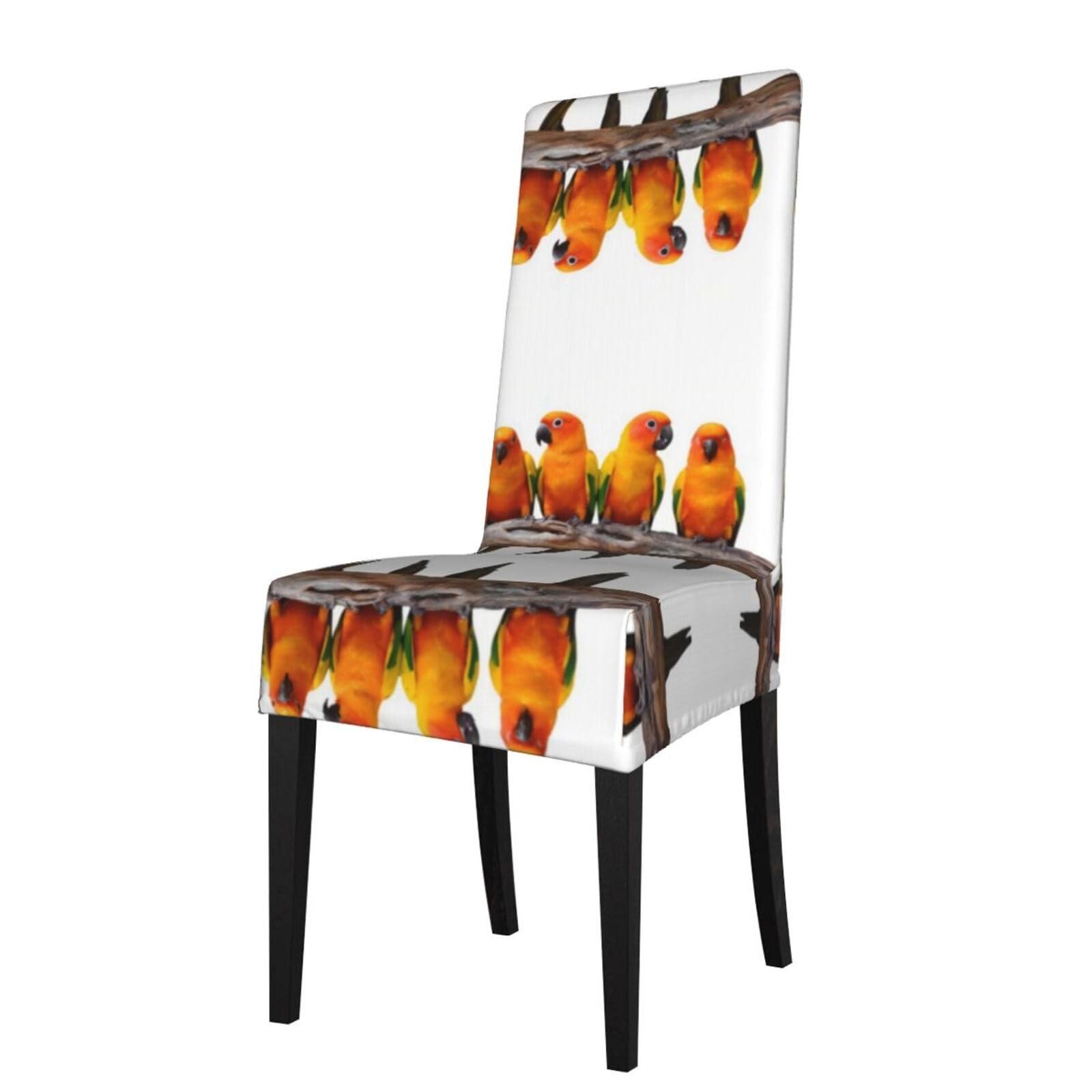 YYHWHJDE Colorful Yellow Parrots On Branch Prints Protection Cover for Dining Chair – Stretchable Slipcovers for a Refreshing Dining Room Makeover