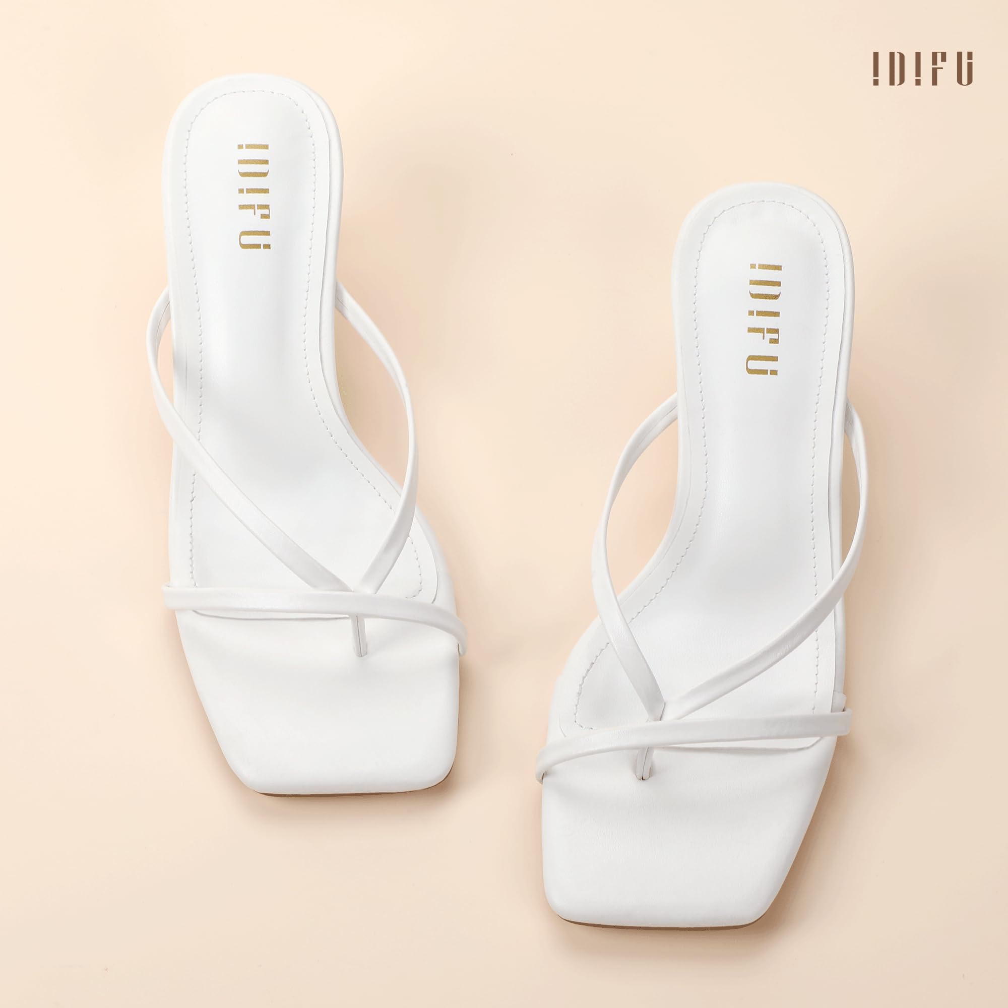 IDIFU IN1 Kitten Heels for Women Flip Flop Strappy Square Open Toe Low Heeled Sandals Wedding Bride Prom Graduation Party Slide Dress Shoes Comfortable Cute Trendy Casual Thong Slip On Heels — view 5