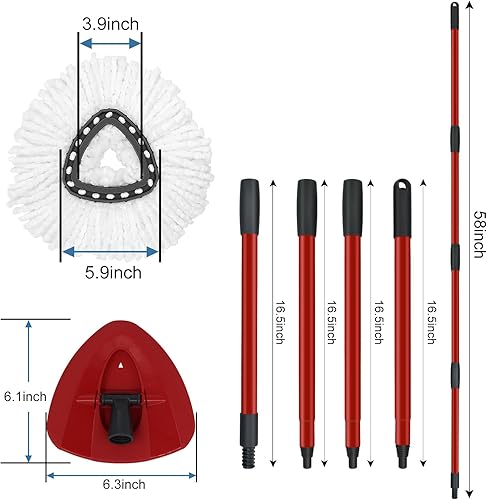 Miniatura 2 de Cabezales de repuesto para trapeador, mango de trapeador y base de fregona de repuesto para sistema O Cedar EasyWring de 1 tanque, 2 repuestos de