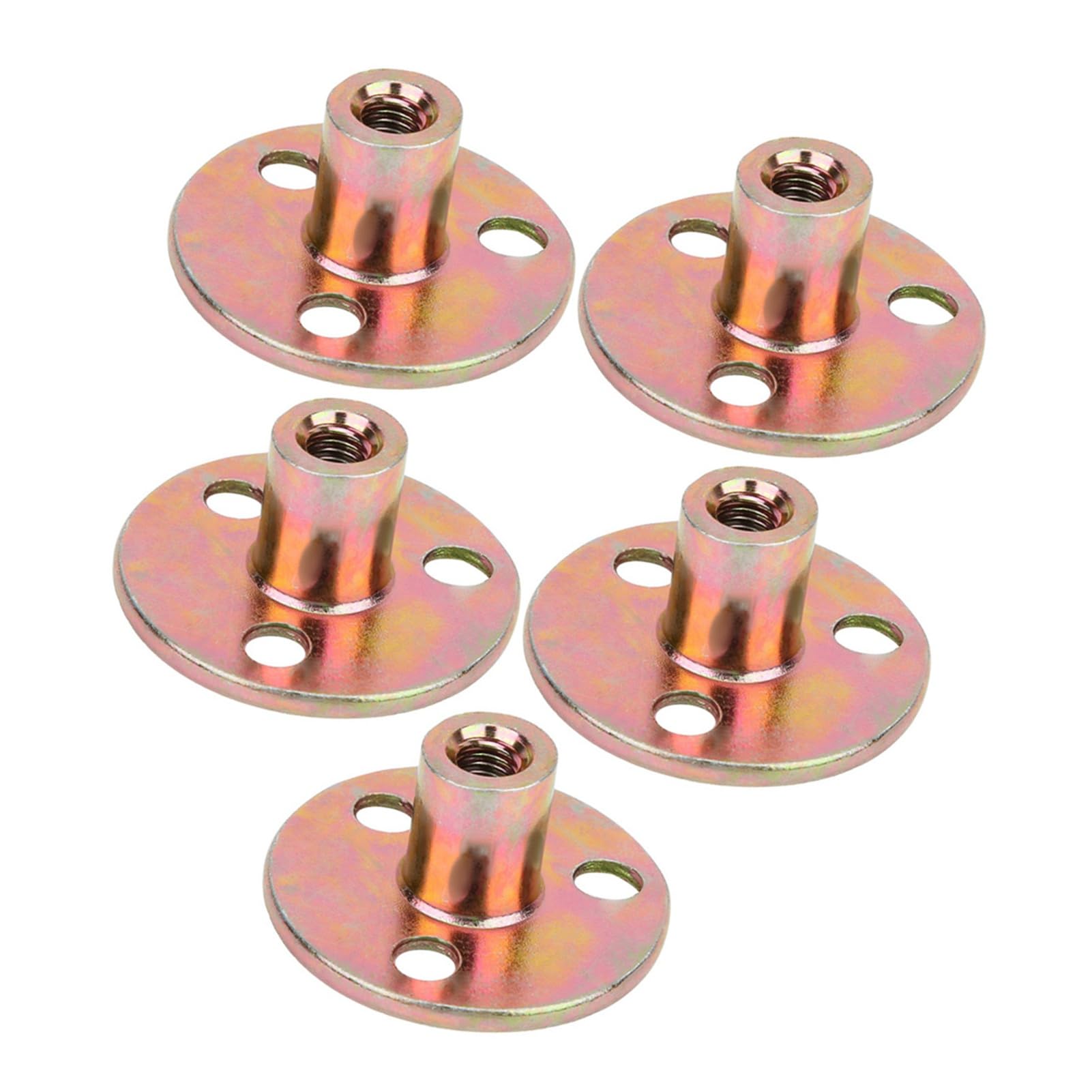 T Nut 3 Hole Flange Galvanized Iron Furniture Fixing T Round Base Nut for Furniture Fixing M6 M8 M10 (M8)
