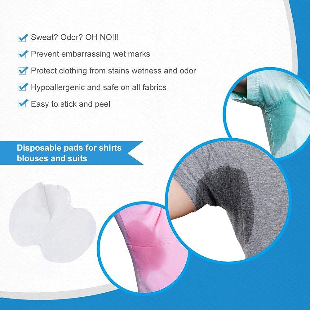 KEMLOZE Disposable Underarm Sweat Pads for Men & Women | Highly Absorbent, Anti-Smell, Anti-Allergic Cotton Sweat Guards | Anti-Bacterial Armpit Pads (Pack of 50) 2