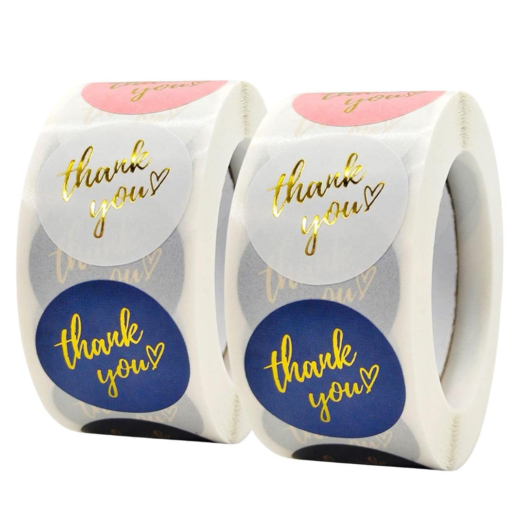 Mayatra's Gold Thank You Stickers – 8 Patterns, Round Handwriting Foil Labels for Envelopes, Jars & Gifts (Pack of 2)