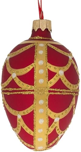 Miniatura 7 de Arcos dorados en cristal de huevo rojo adorno 4 pulgadas