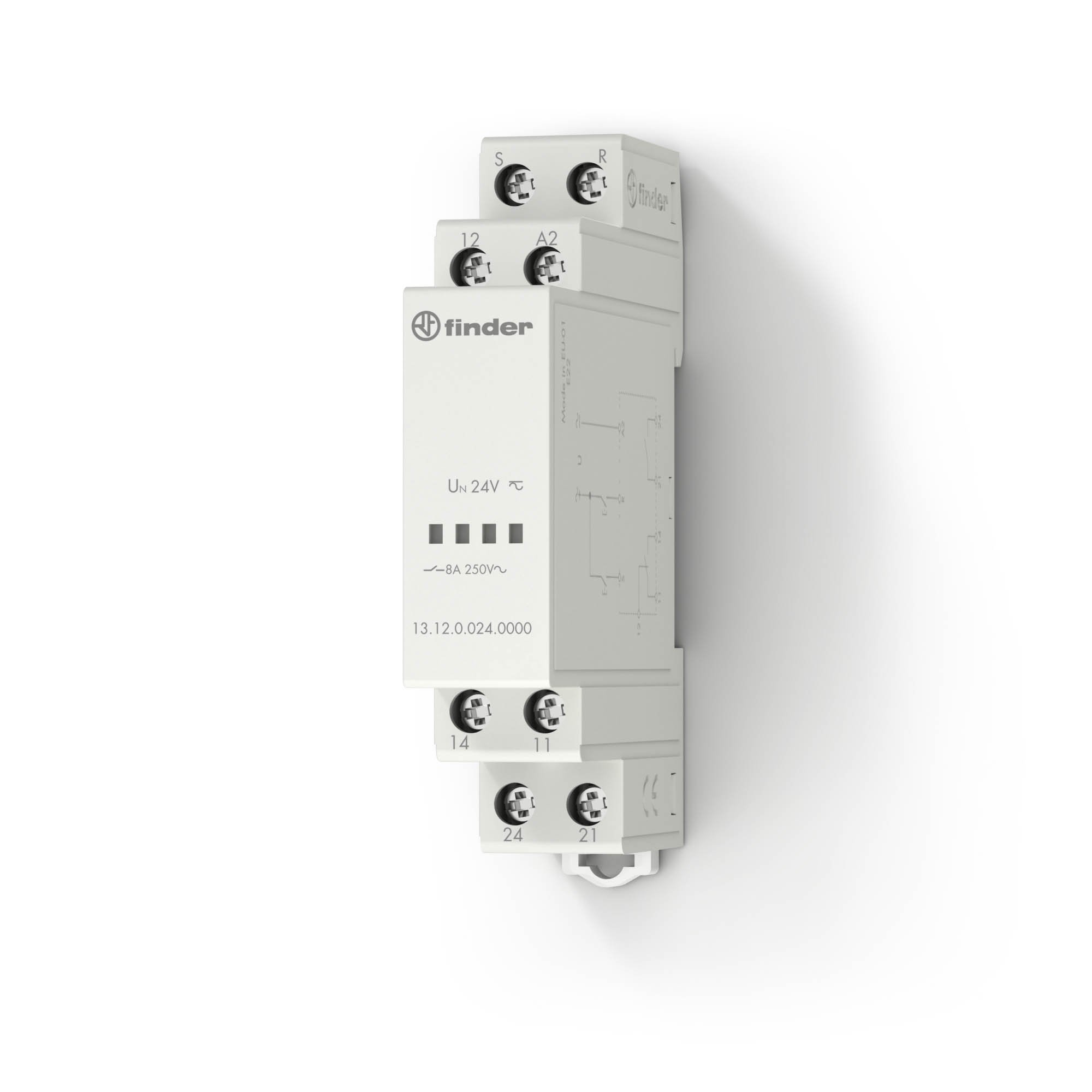 Finder 131200240000PAS - Relè Bistabile Modulare Con Invertitore 1 No 8 A 24 Vac/Dc Elettronico, Comando Di Reset - 4