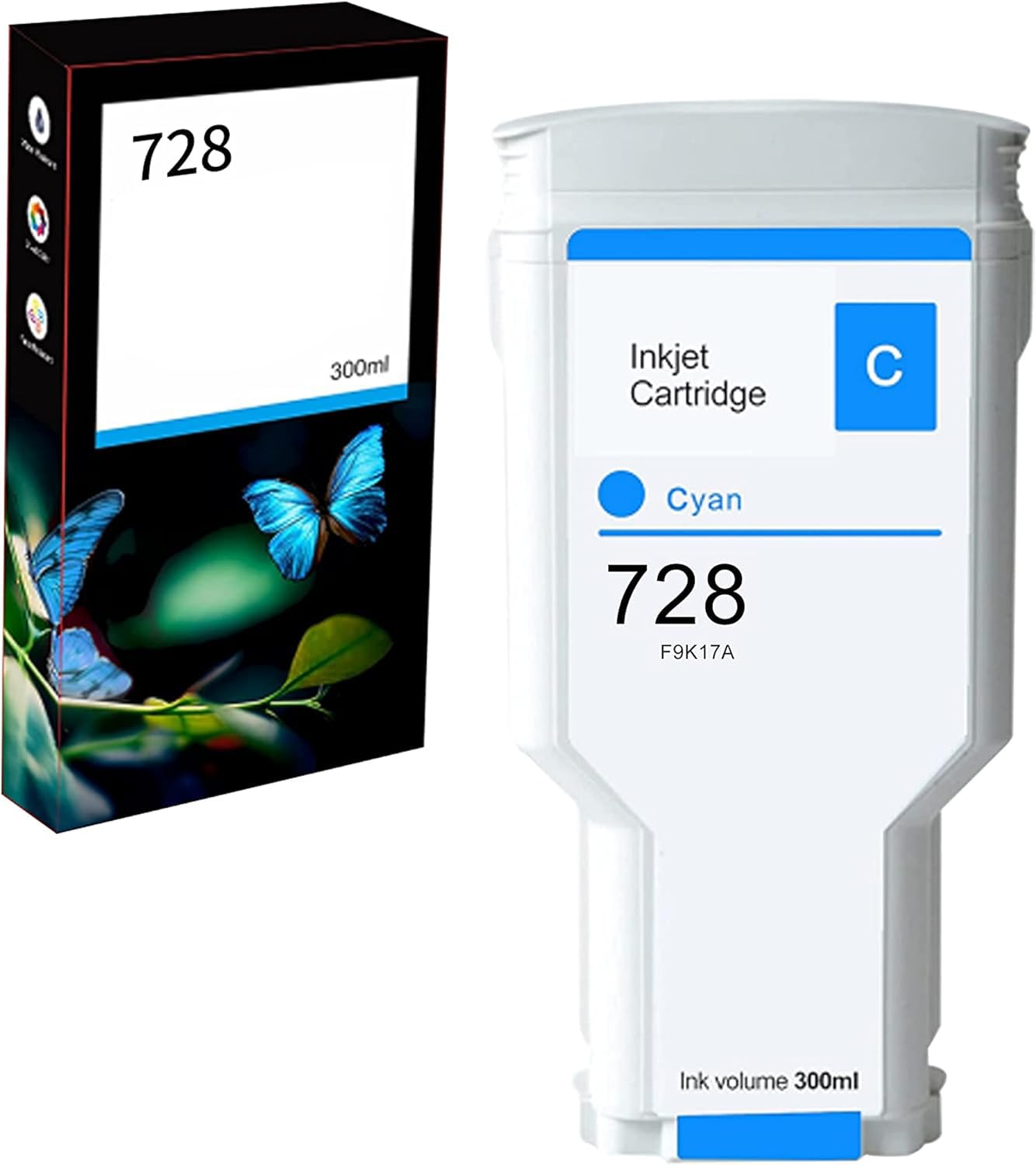 AYMSous Compatible Ink Cartridge Replacement for HP 728 Cyan 300ML F9K17A for HP DesignJet T730 36-in Printer T830 24-in MFP T830 36-in MFP (Cyan 1-