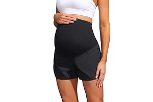 Maternity Athletic Shorts: 5-Inch Inseam, Layered Fast Drying Yoga Shorts with Liner Inner Pocket