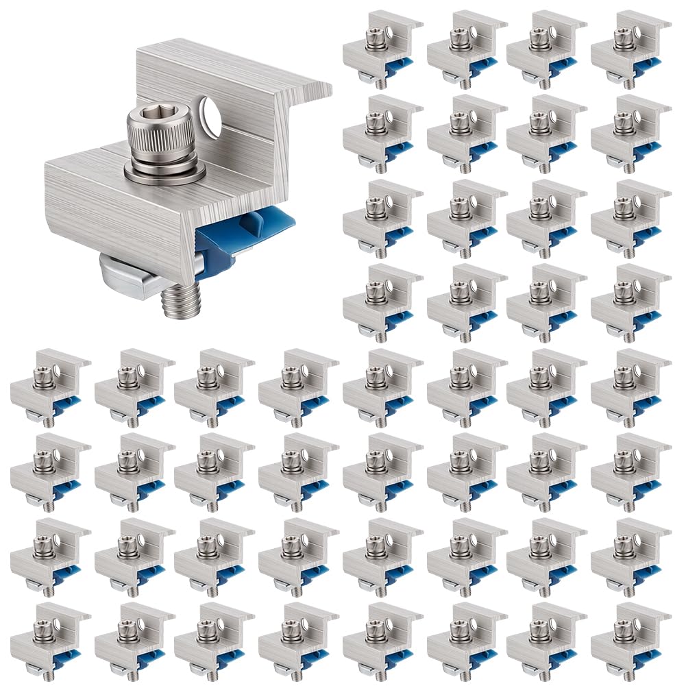 AHANDMAKER 50pcs Pannello Solare Montaggio Z Staffe Morsetti in Lega di Alluminio e Hardware Hardware Universale per Tetto Metallo Balcone RV Barche Pv Sistema di Montaggio