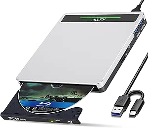 NOLYTH External Blu Ray Drive, USB 3.0 Portable +/-RW Bluray Burner ...