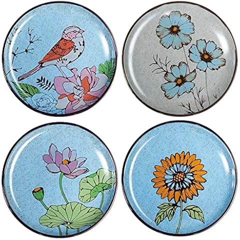 Bicuzat 6-Inch Porcelain Snack Plates Set Cover