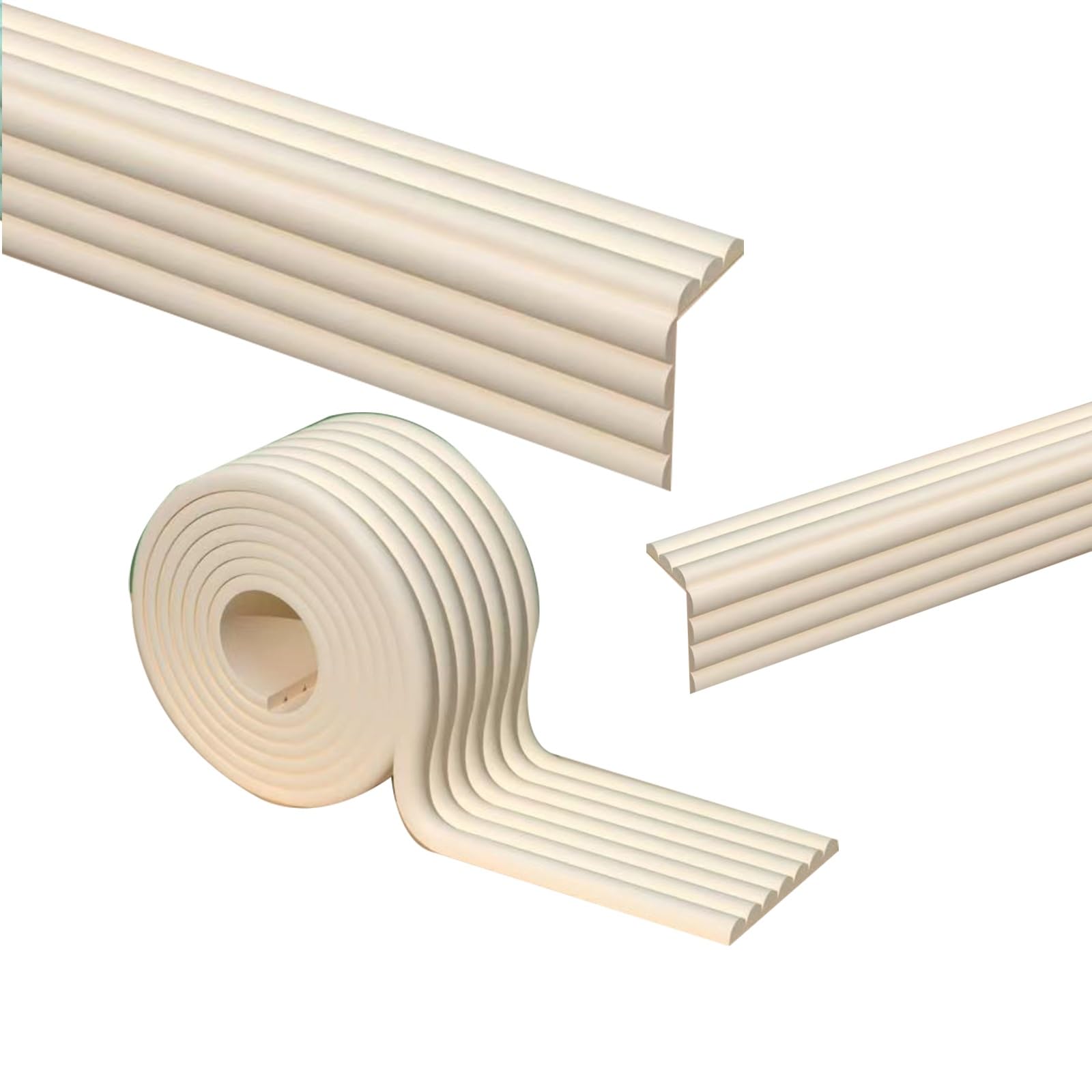 Furniture Corner Guard Edge, Foam Corner Bumpers,Furniture Sharp Edge Protector Strip W Shape, for Table,Countertop(White,4M)