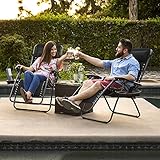 2 x Liegestuhl | Verstellbar Kopfpolster Schwerelosigkeit Oxford Stahl Fußschoner - 8