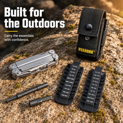 Image of Heavy Duty Nylon Multitool Sheath, Tactical Belt Holster for 4 inch-4.5 inch | Compatible with Leatherman Wave Plus, Surge, Charge, Signal pliers, pouch case organizer, storage pocket, black.
