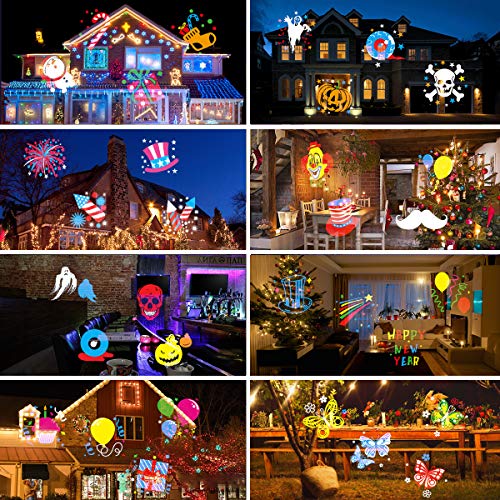 Image of Christmas Halloween Lights Projector Outdoor,Holiday Projector Light,Waterproof Indoor Remote Control LED Projector Lights,16 Slides Holiday Light Party Garden House Apartment Kids Room Night Light
