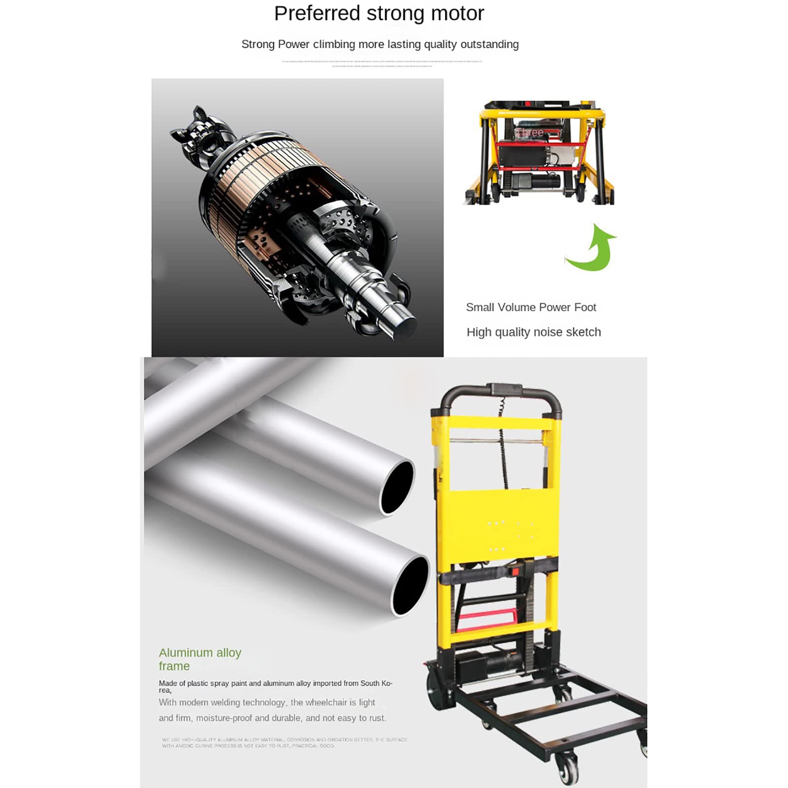 Montascale Cingolato Elettrico, Carrello Montascale Portatile E Pieghevole, Con Una Capacità Di Carico Massima Di 200 Kg (440 Libbre), Ruote Universali Resistenti All'usura a 360°