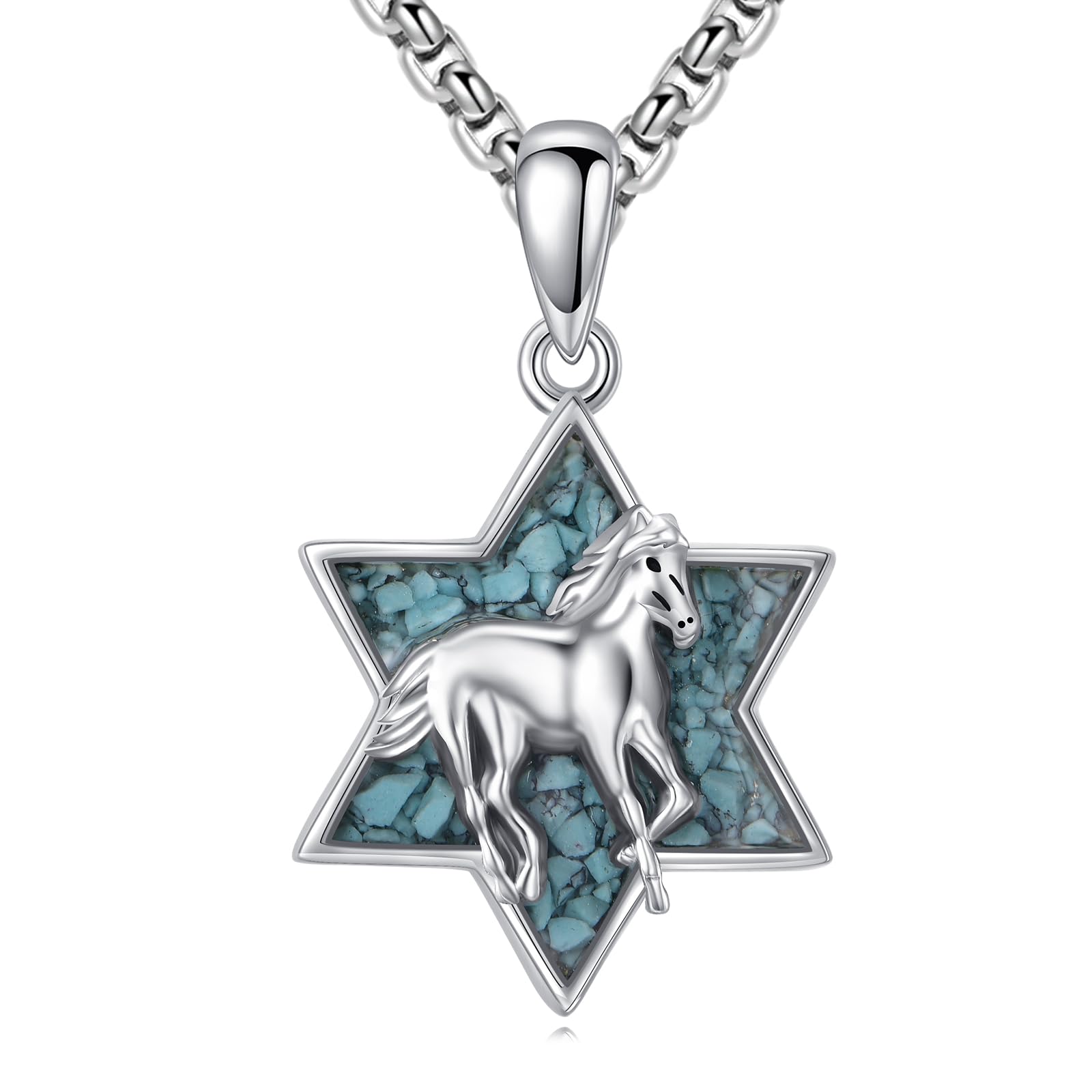 Collana con ciondolo a forma di stella di David, in argento Sterling e turchese, gioiello ebraico, regalo per donne e uomini, Turchese