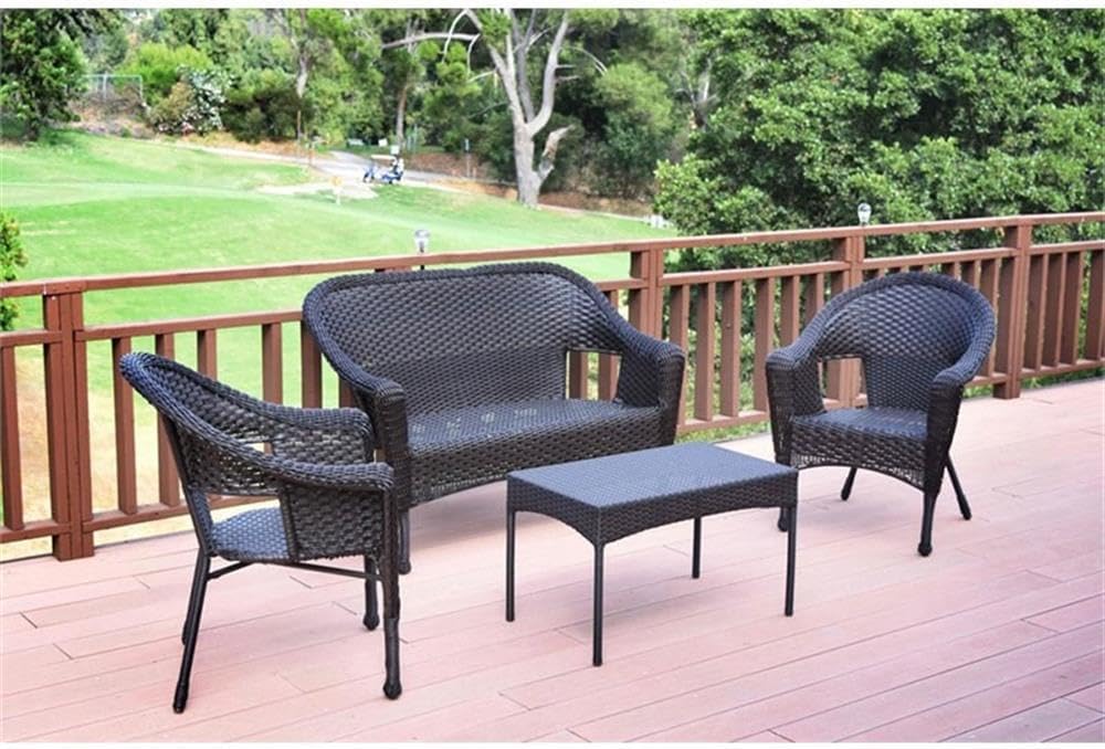 Jeco Inc W00402-G Resin Wicker Clark Conversation Set Without Cushion, Espresso