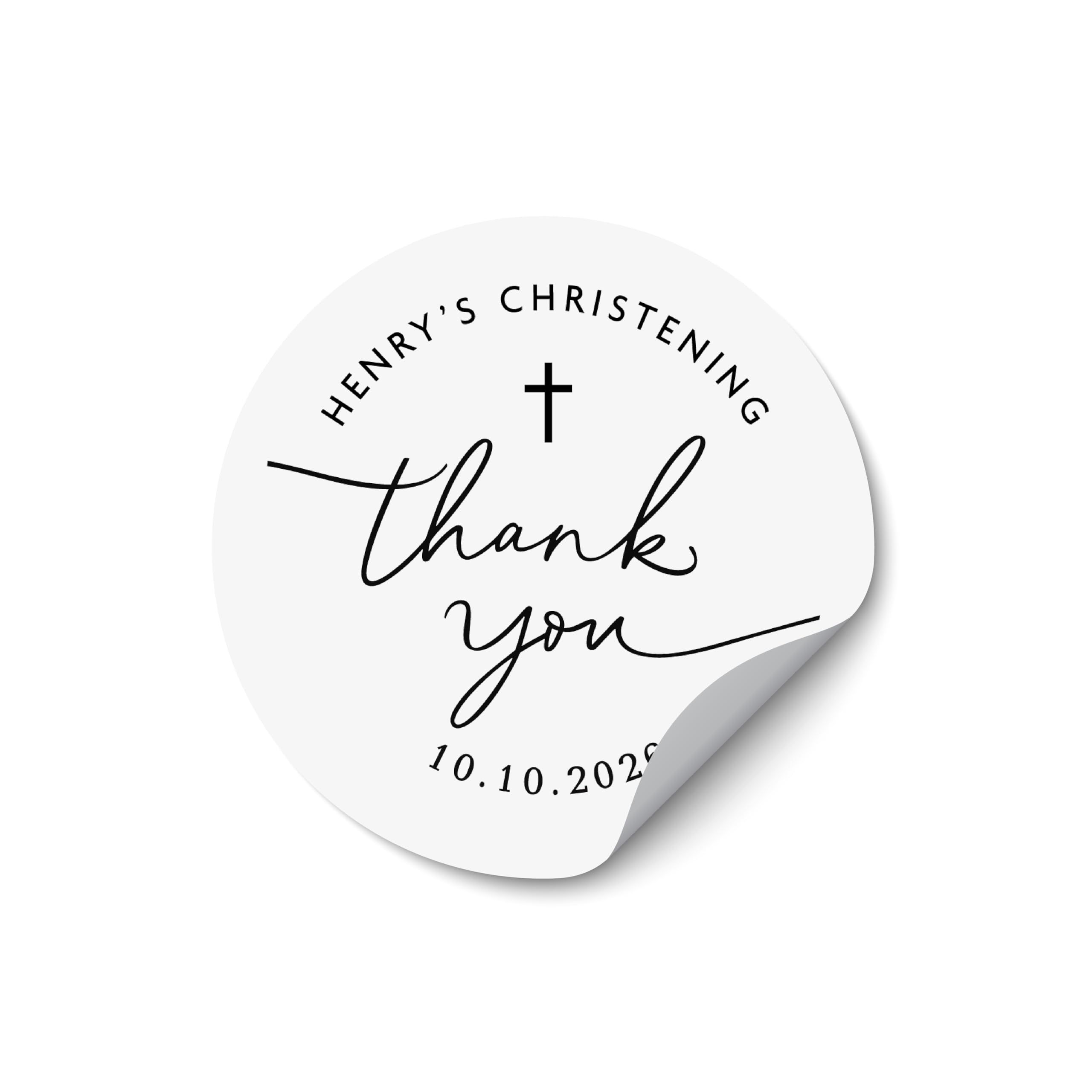 Baptism Stickers Cross Design, Christening Labels Envelopes Boxes, Catholic Favour Stickers, Baby Name Labels Custom - BAPT16