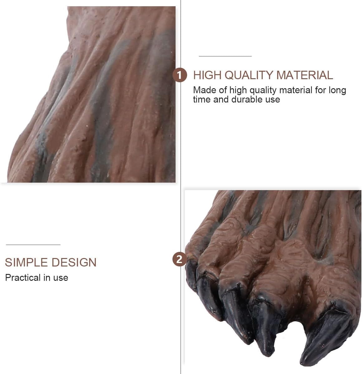 LIFKOME Mens Adult Brown Werewolf Hairy Feet Costume Accessory Halloween Wolf Foot Covers Gloves were Shoe Covers Feet Halloween Paw Brown Shoe