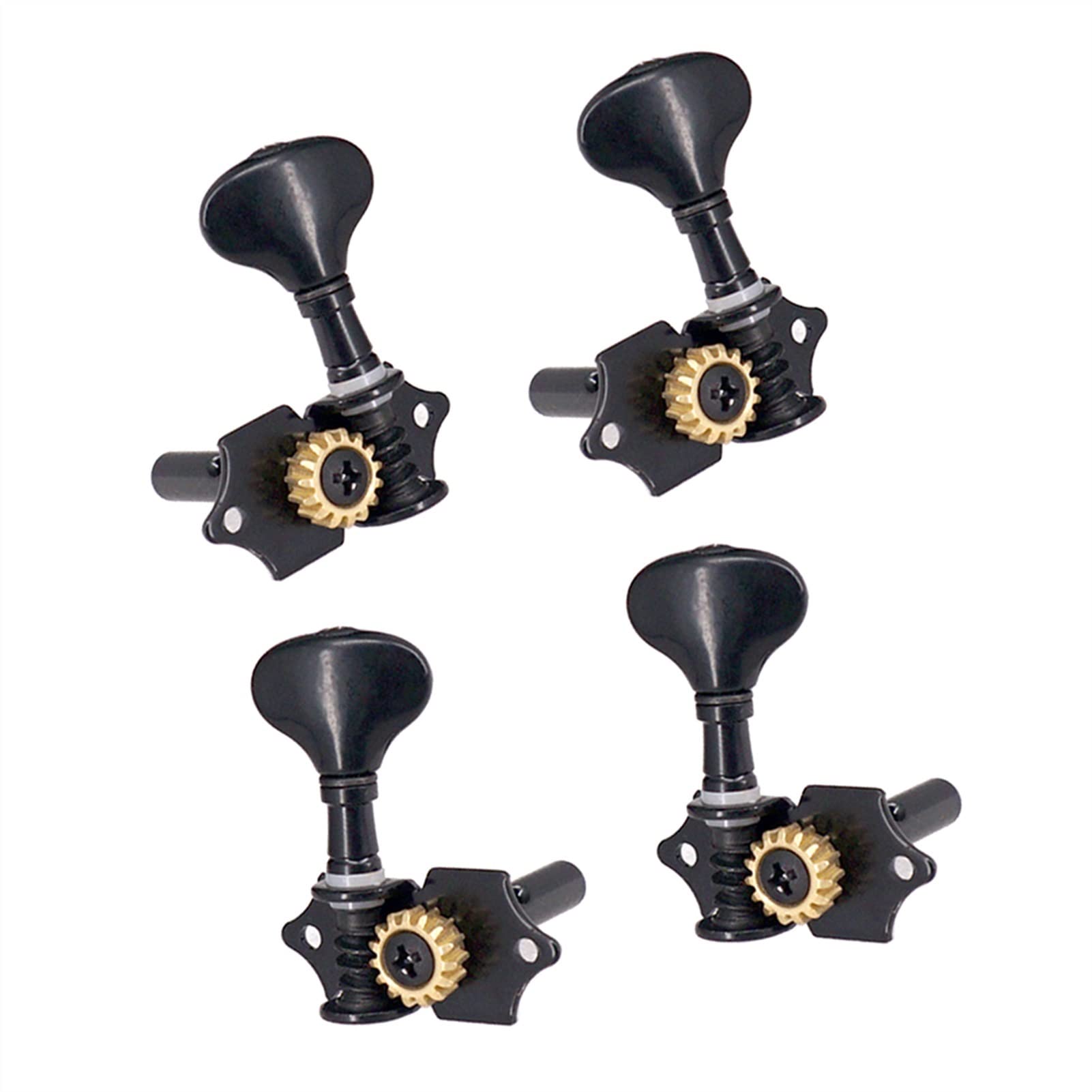Cheville d'accord corde guitare 4pcs Ukulele Tuning Peds 2L 2R Tête De La Machine Métallique Tuners Pour Pièces Ukulélé (Color : Black)