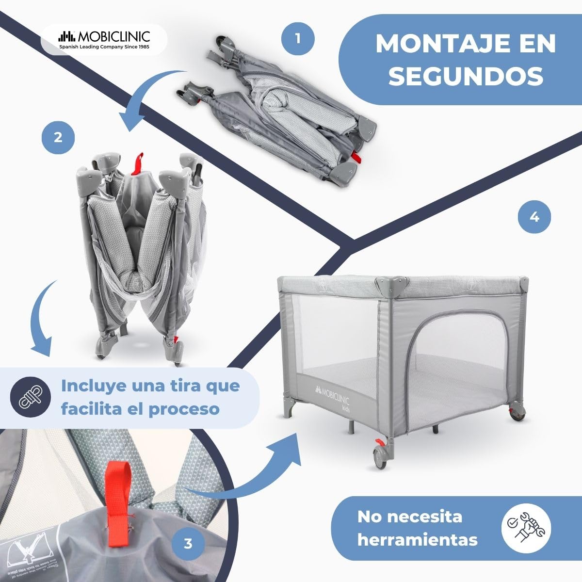 Mobiclinic®, Parque Infantil Bebe, 2 en 1, Cuna de Viaje, Bolsa Transporte, Plegable, Entrada Lateral, 0-3 años, Multifunción, Sleepland, Malla Transpirable, 2 Ruedas con Freno, Colchón Extraíble
