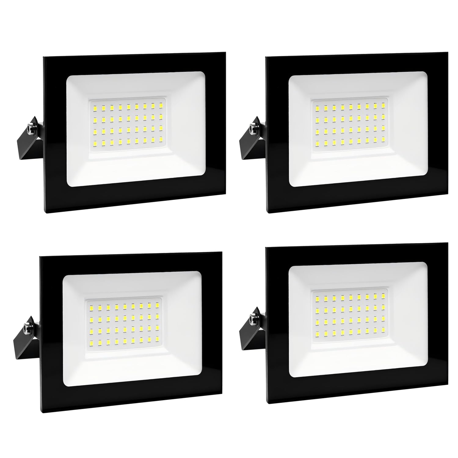 wowspeed 30W Led Floodlight Outdoor 4 Packs, IP66 Waterproof 3000lm Security Light, 220V Cold White 6500K Wall Light Work Lighting, Outside LED Lights for Garage, Garden, Backyard, Hallway