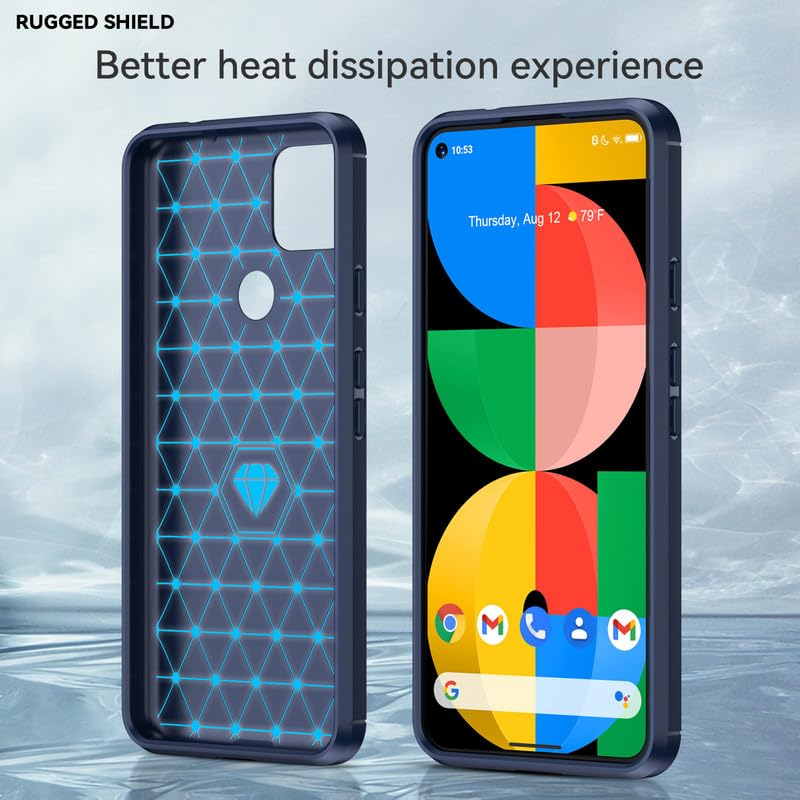 Image of Hybrid Carbon Fiber Back Case for Google Pixel 5 (Blue)