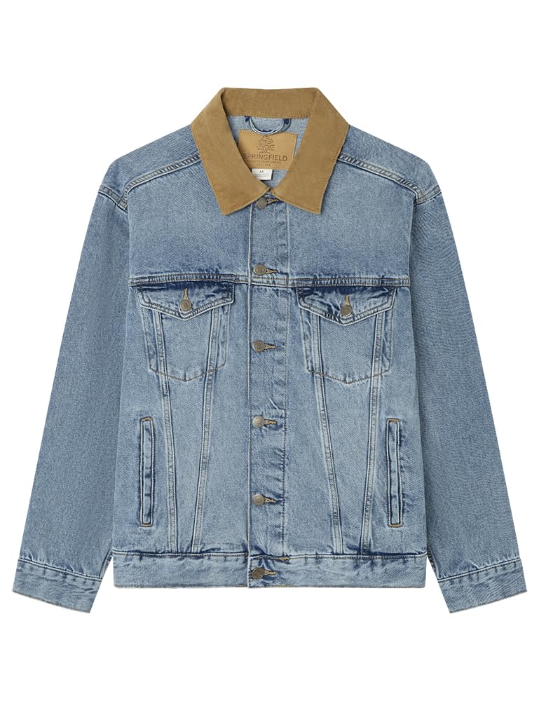 SPRINGFIELD Oversize Denim Trucker With Corduroy Collar. 100% Bci Cotton Chaqueta Vaquera Hombre