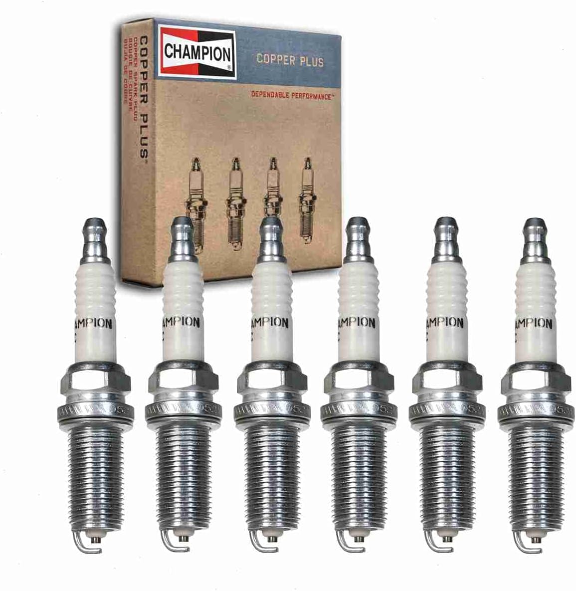 6 pc Champion Copper Plus Spark Plugs compatible with Volvo XC90 3.2L L6 2007-2014