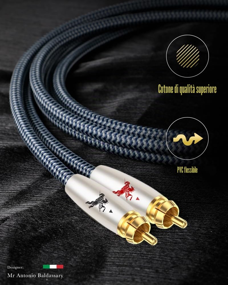 Impeto Cavo Subwoofer Cavo Coassiale Audio per Subwoofer Cable RCA Audio Alta Qualità audiofila, placcato oro con soundbar subwoofer HiFi Home Theater HDTV Box Amplificatore ricevitore - 1m