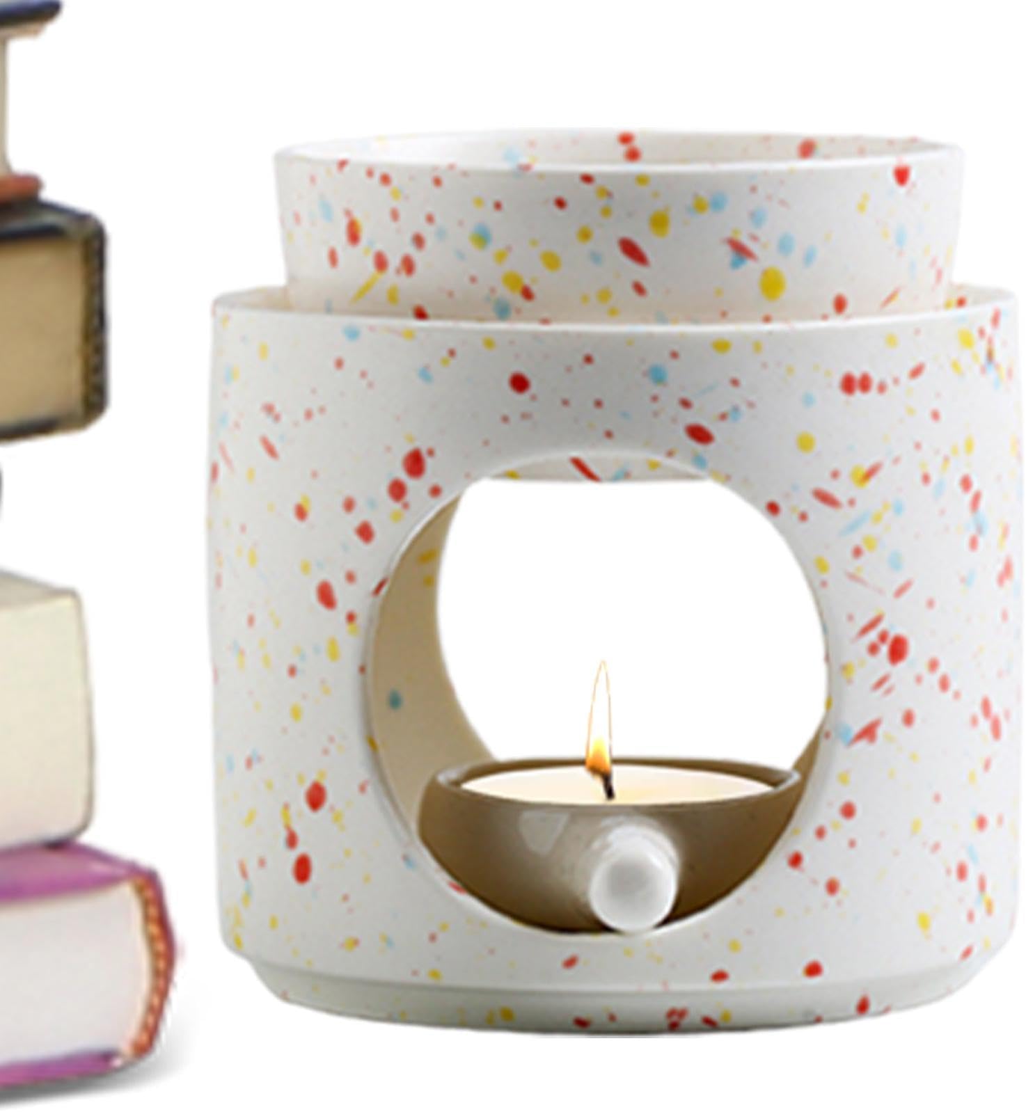 Ceramic Candle Holder, Ceramic Wax Melt Oil And Wax Burner, With Candle Spoon, Oil Burner With Spoon, For Meditation & Relaxation