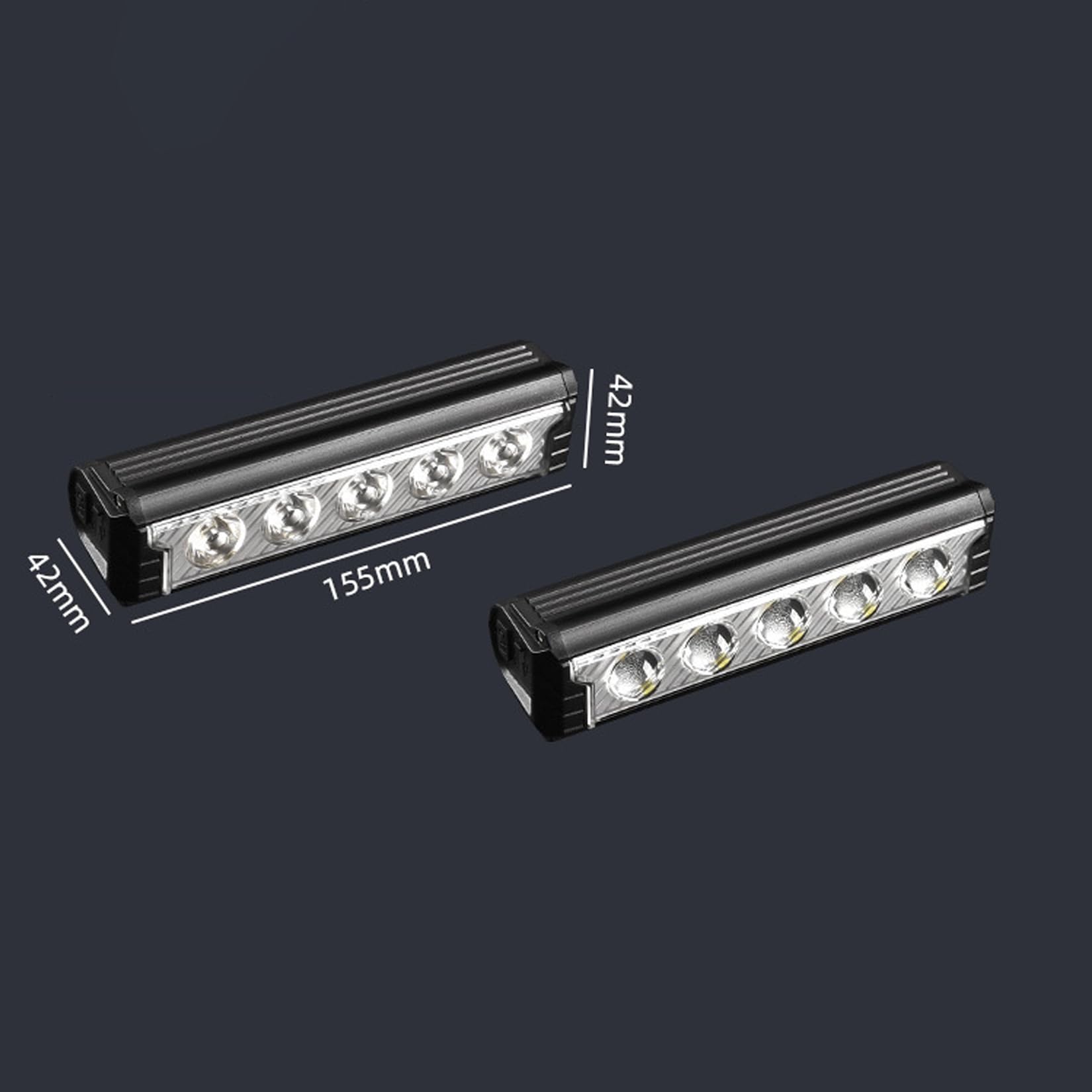 Lampe Frontale de vélo à Cinq Perles, Grand projecteur, réglage de la Vitesse d'éclairage à Cinq Vitesses, Chargeur USB, 15,5 * 4,2 * 4,2 cm