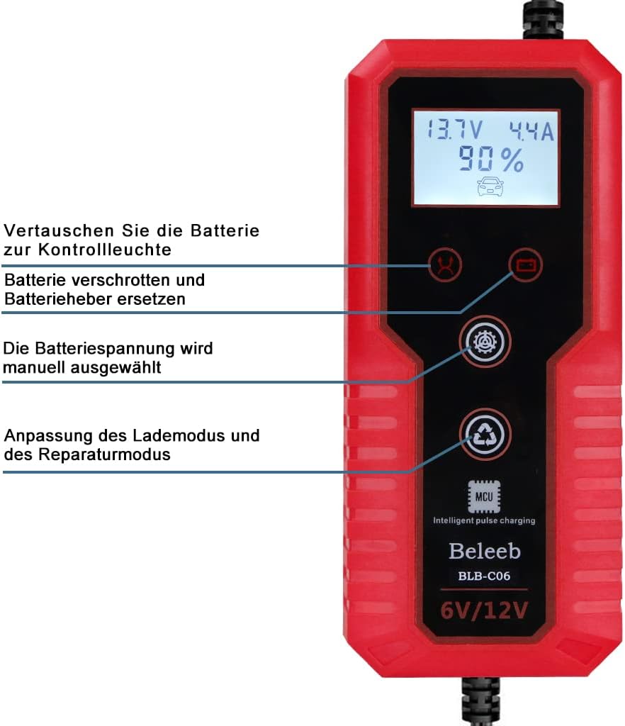 Close-up of Beleeb C06 charger display and buttons