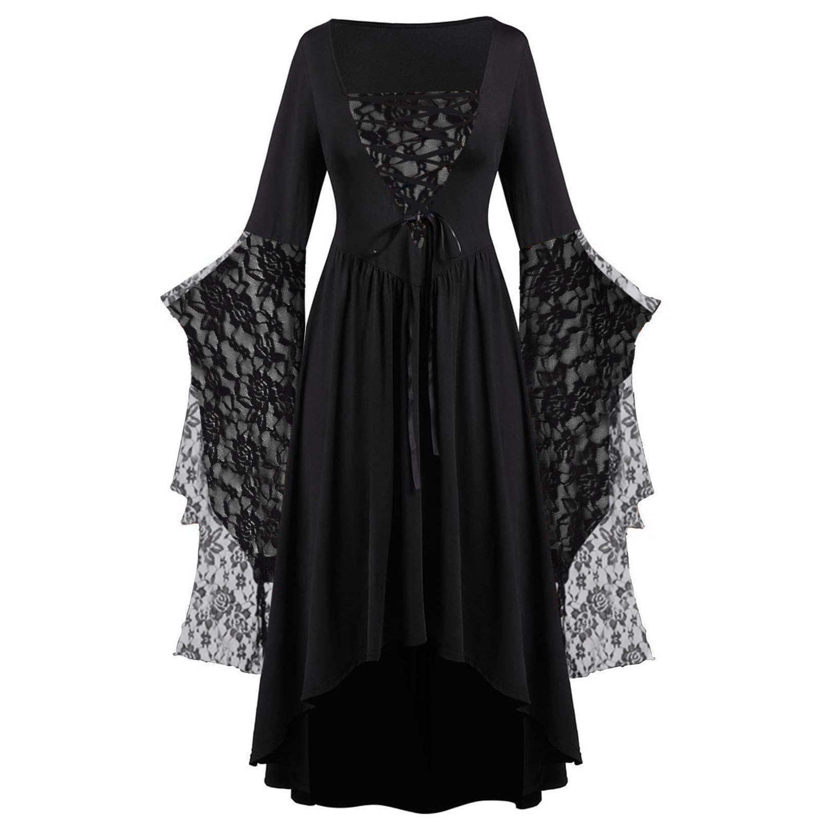 Halloween Costumes Victorian Witch Gothic Skeleton Plus Size Dresses Medieval Costume Ladies Evening Party Halloween Dress for Women Prom Cocktail Swing Vintage Elegant