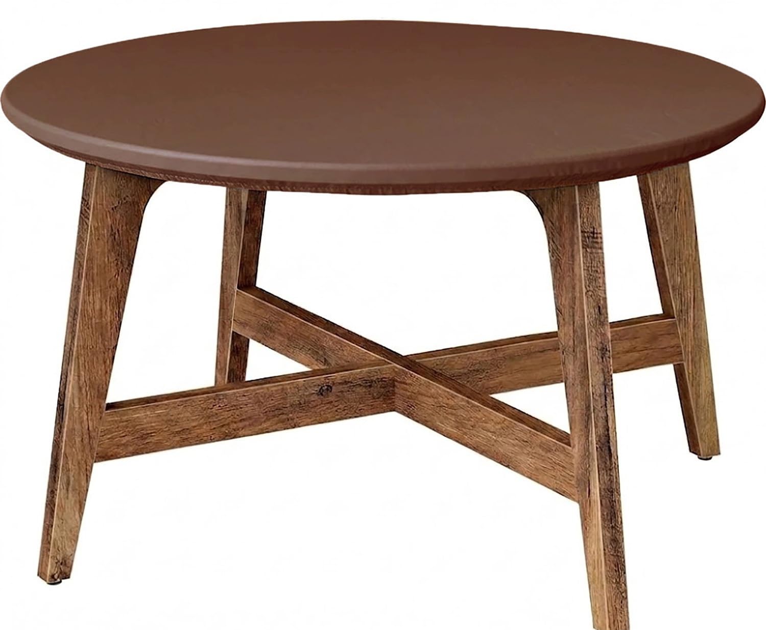 Round Fitted Tablecloth PU Leather Elasticated Edge Waterproof Cover