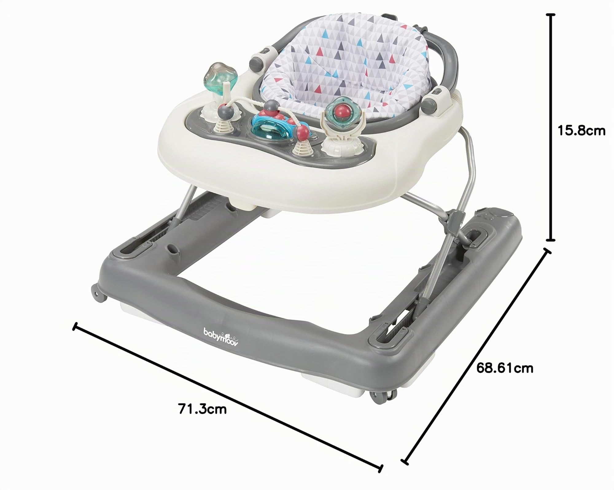 Babymoov A040006 Girello 2 in 1: Girello 2 in 1 Evolutivo Primi Passi Zinco/Bianco, Zinco