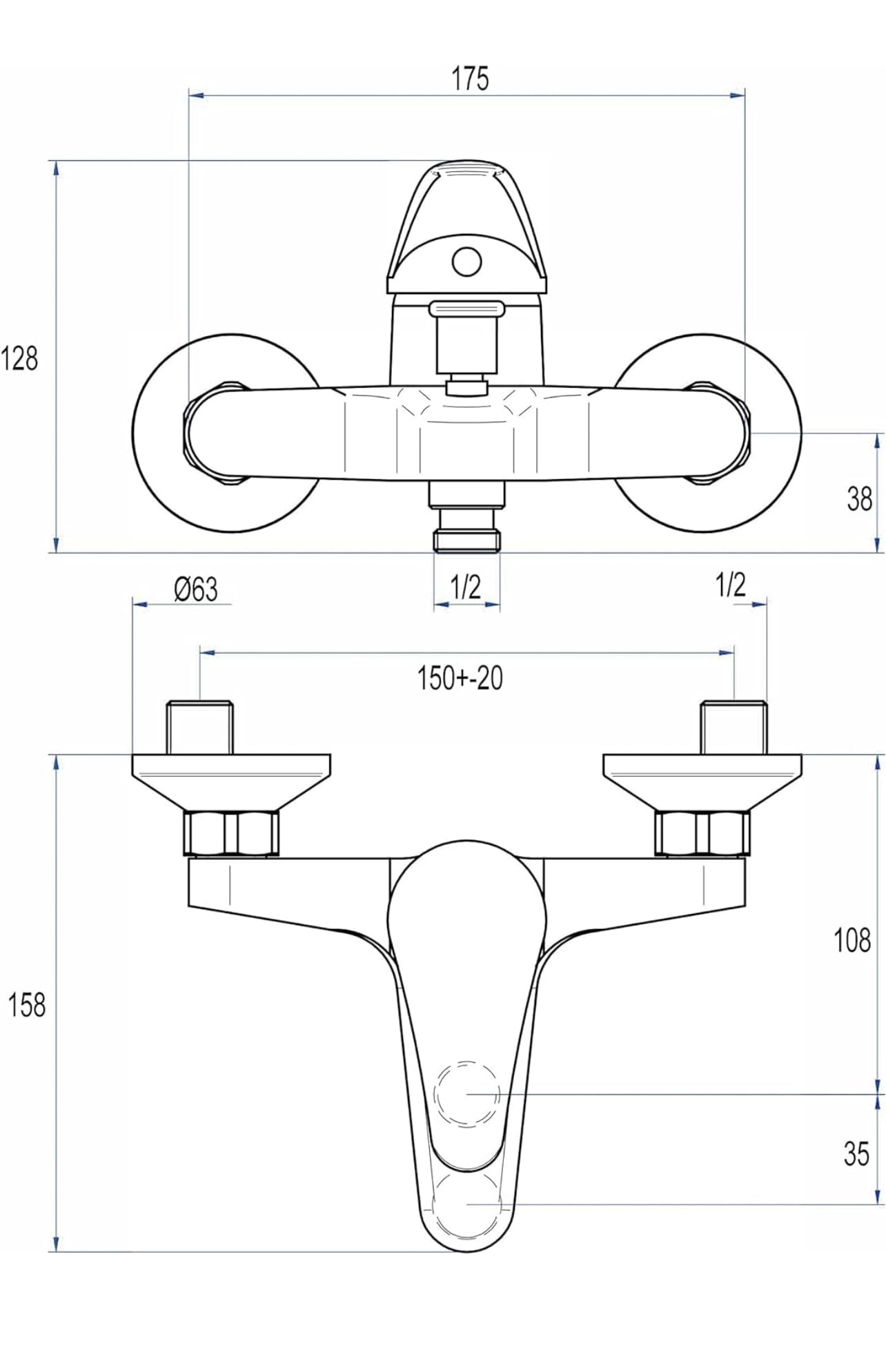 Bdit ACCESORI Rubinetto per vasca da bagno Rubinetto a parete Rubinetto Miscelatore per vasca da bagno cromato