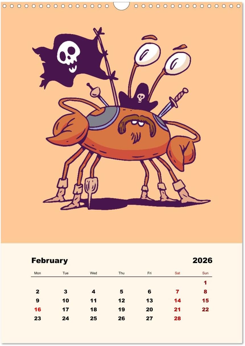 Animal pirates, US-Version (Wall Calendar 2026 DIN A3 Portrait), CALVENDO 12 Month Wall Calendar