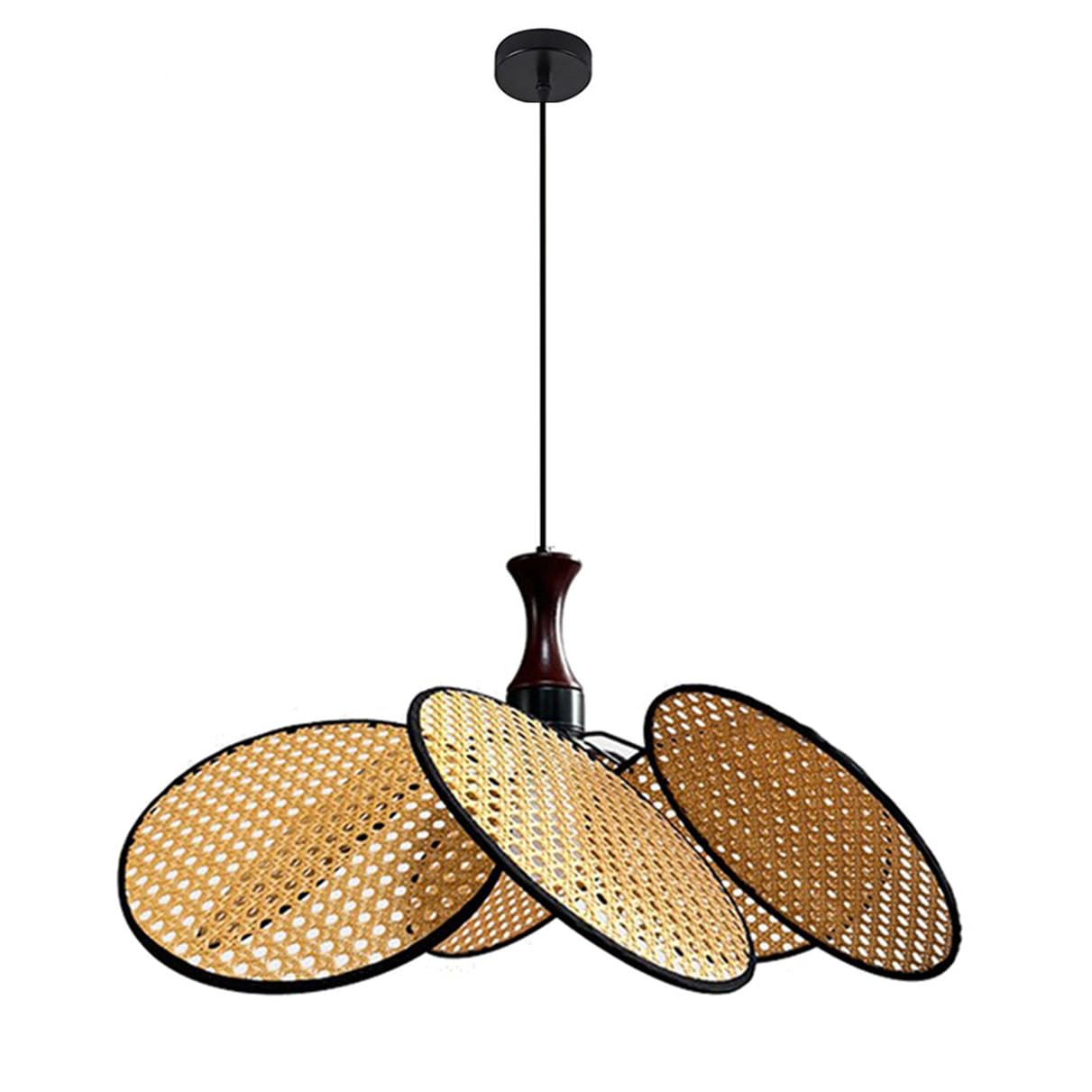 LQZCXMF Flower Shape Ceiling Chandelier Rustic Rattan Basket Pendant Light Retro Rattan Pendant Light Handmade Lamp Fixtures Vintage Farmhouse Rustic Ceiling Lamp for Hallway Bedroom Foyer