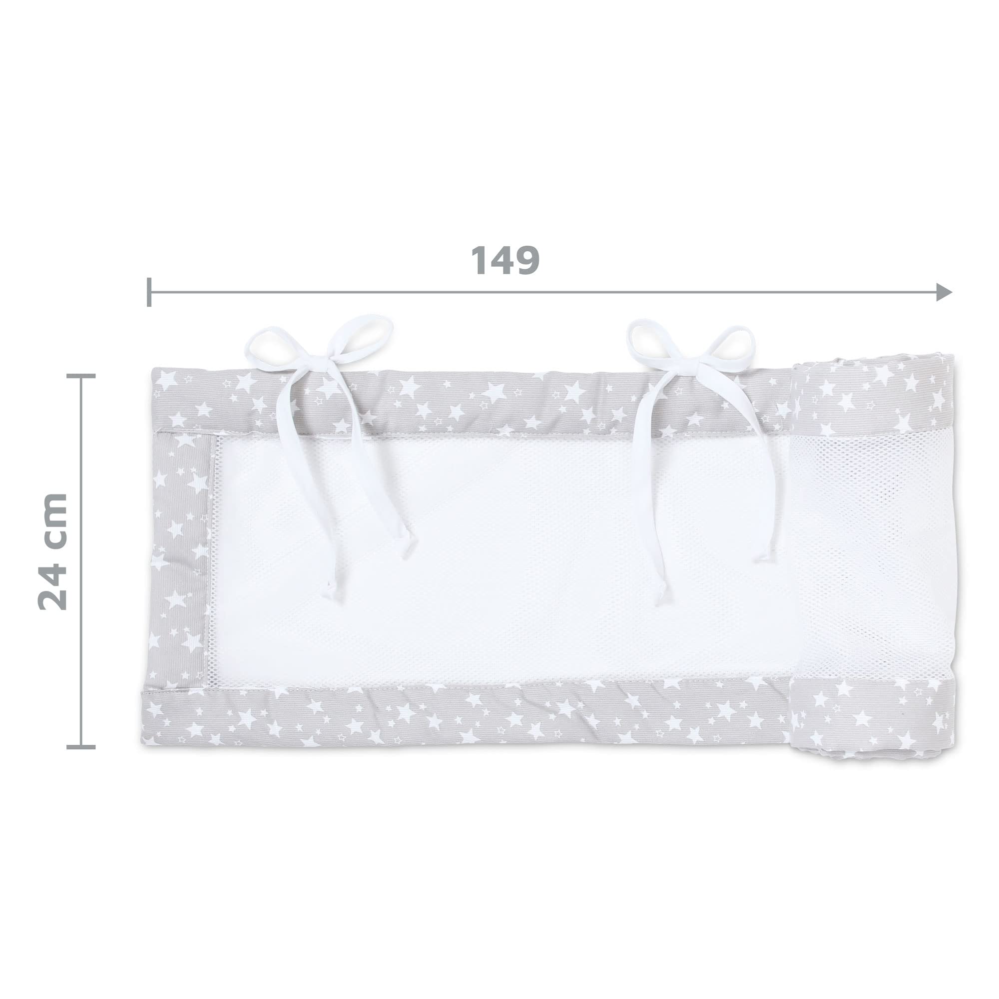 Babybay Babynest Mesh-Piqué Suitable For Model Original, Pearl Grey Stars White - 180 g