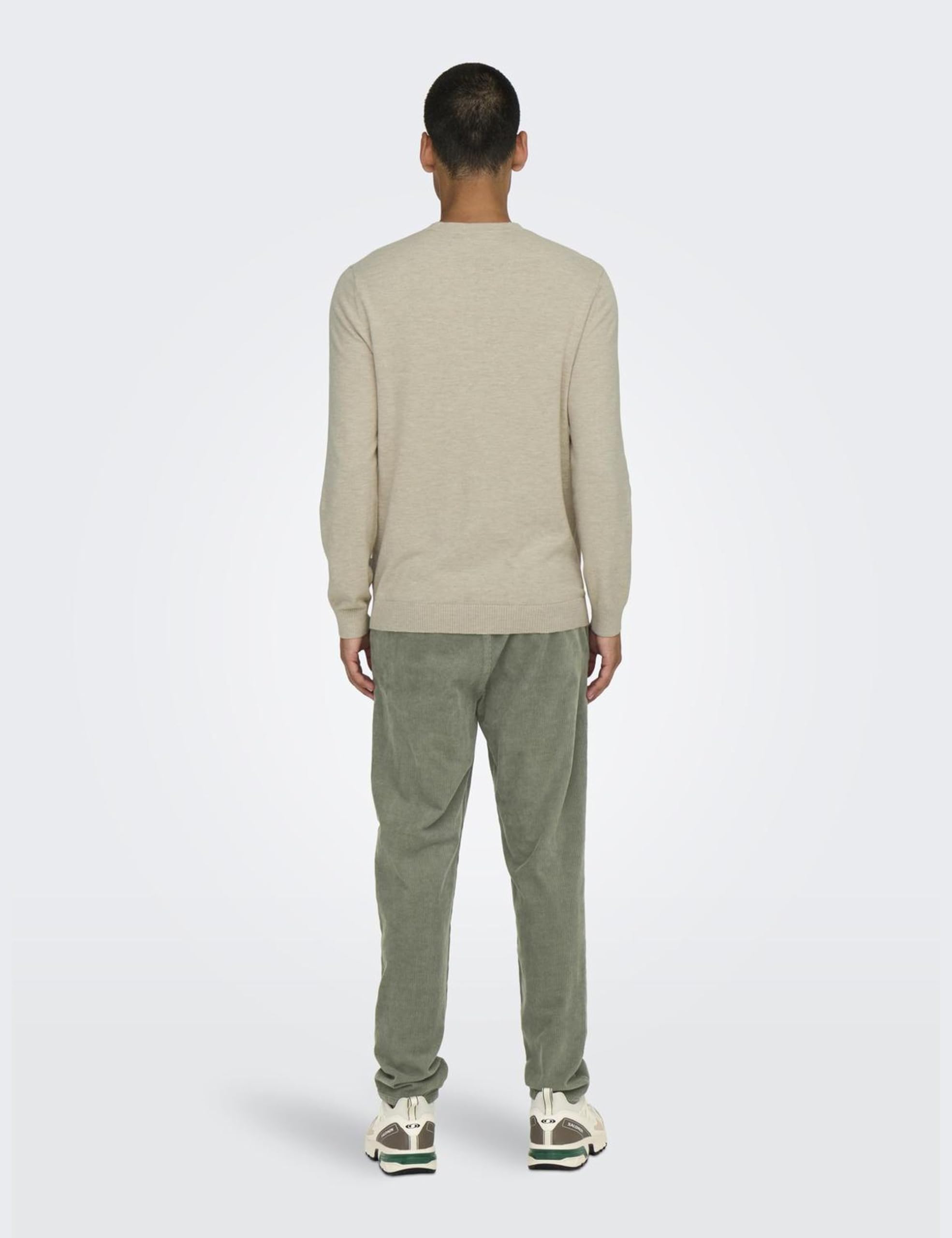 Only & Sons Sweter z dzianiny Mężczyźni Onsloui Reg 12 Mel Crew Knit