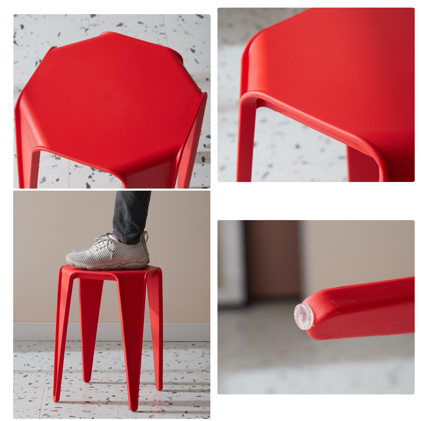 Taburaces apilables: sillas de apilamiento de plástico duraderas - Silla de taburetes para al Aire Libre, Comedor, Aula, Cocina, mostrador, Asientos Flexibles,L,4 Pcs