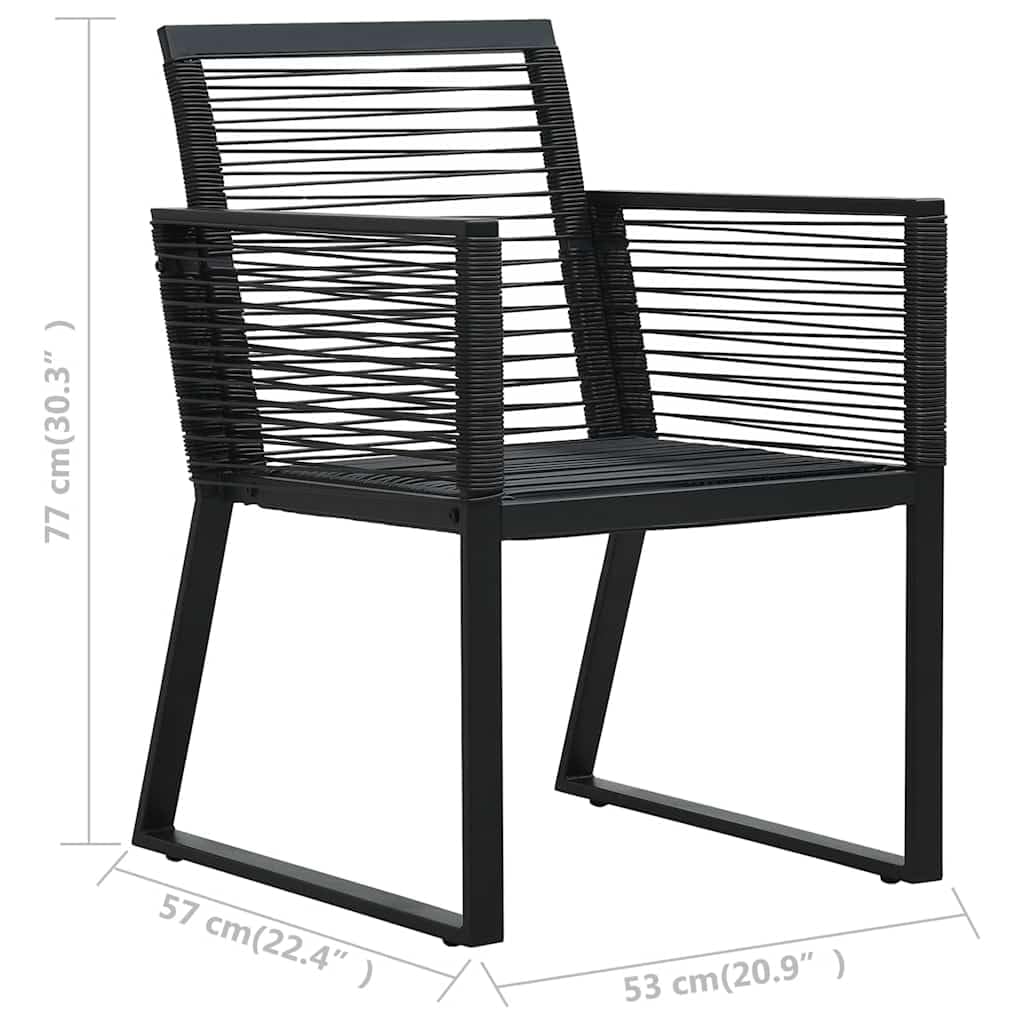 Krzesła ogrodowe 2 szt. czarne PCW rattan