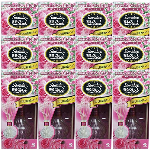 【まとめ買い】サワデー香るスティック日比谷花壇セレクト 消臭芳香剤 スウィートローズ 70ml×12個
