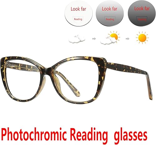 Miniatura 3 de Gafas de lectura bifocales fotocromáticas de transición para mujer, ojo de gato, invisible, transparente, protección UV, lectores, 0 +4.00