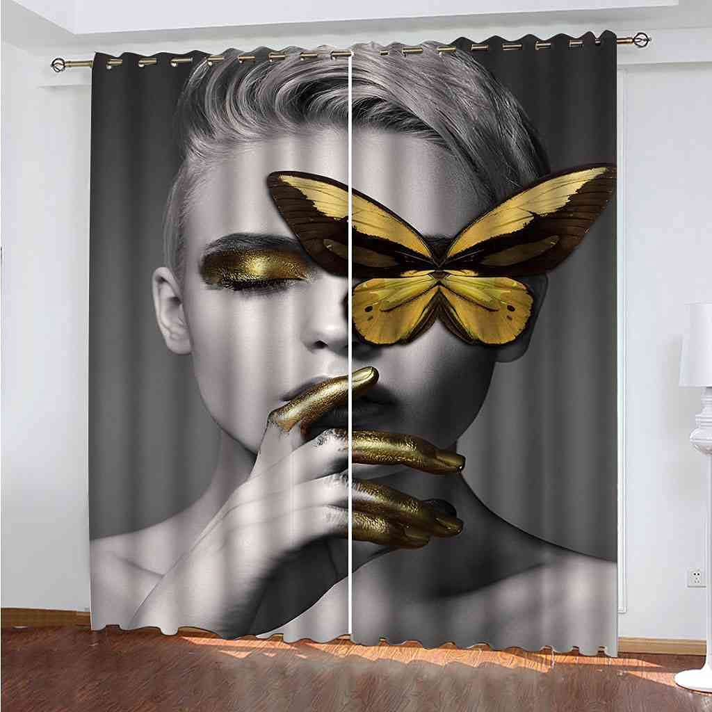 Rideau de chambre occultant Portrait de femme décor moderne salon 200x160