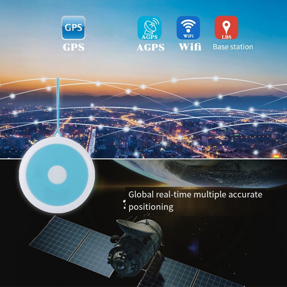 Localizzatore GPS 4G Allarme Personale di Risposta alle Emergenze Blu ABS + PC Localizzatore Sicuro per Bambini con Funzione di Conversazione per Bambini Anziani