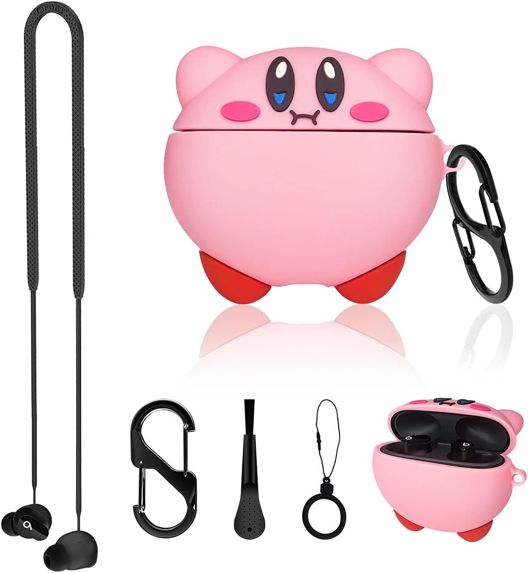 for 2021 Beats Studio Buds Case Cover, AIBEAMER Shockproof Silicone Protective Cute Cover 3D Cartoon Anime Design for Beats Studio Buds Case with Keychain for Girls Kids Women(New Star Kabi Case)