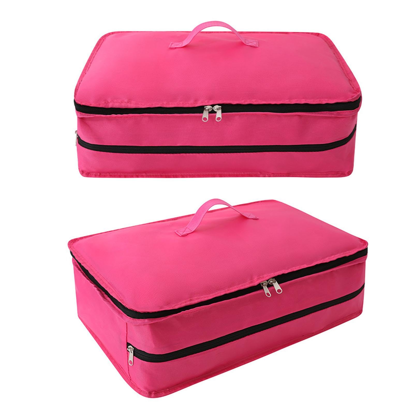 Organisateur de Dressing Suspendu Sac de Rangement pour Vêtements Compartiment de Trois Étagères Fonction Pliable Convient pour Rangement, Rose Rouge