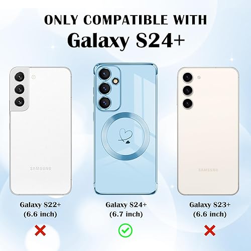 Miniatura 5 de Funda magnética para Samsung Galaxy S21 5G MagSafe, para niñas y mujeres, lindo patrón de corazón de amor, borde chapado de silicona, a prueba de